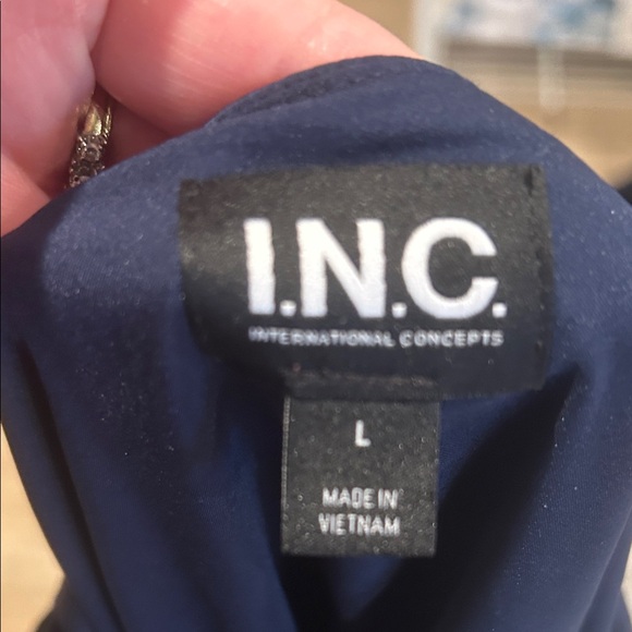 INC International Concepts Deep Blue V-Neck Blouse - Picture 3 of 3